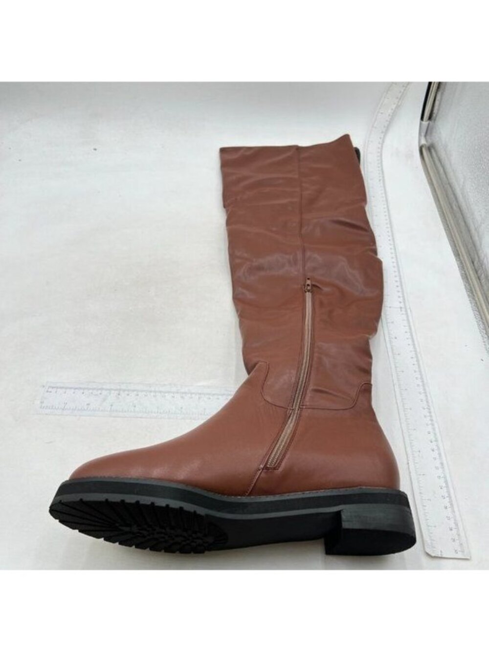 Women's Knee High Boots, Comfortable Thigh High Daily Low Flat Heel Boots Brown